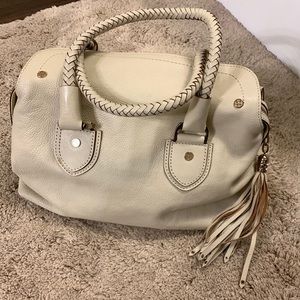 Cole Han Leather Top Handle Bag in Cream Color
